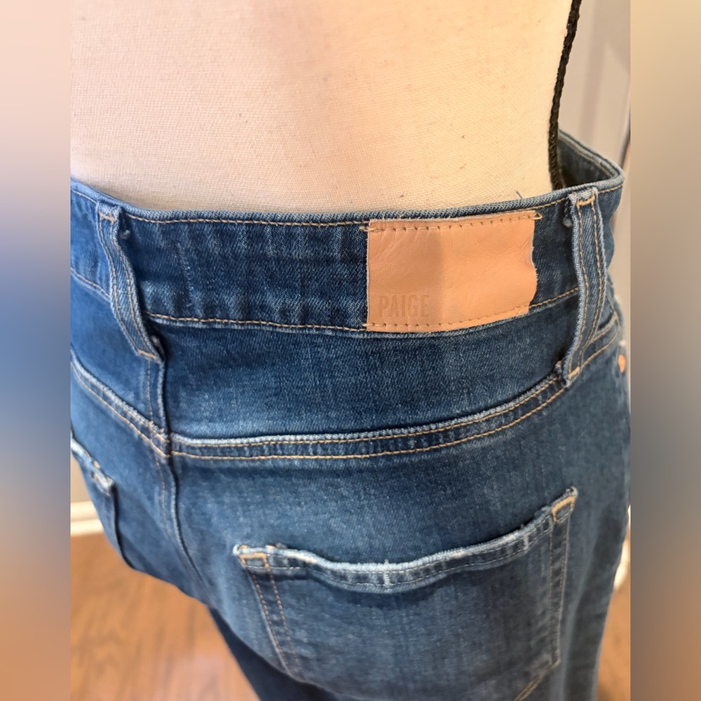 PAIGE Dark Blue Wide Leg Flare Jeans - Picture 7 of 14